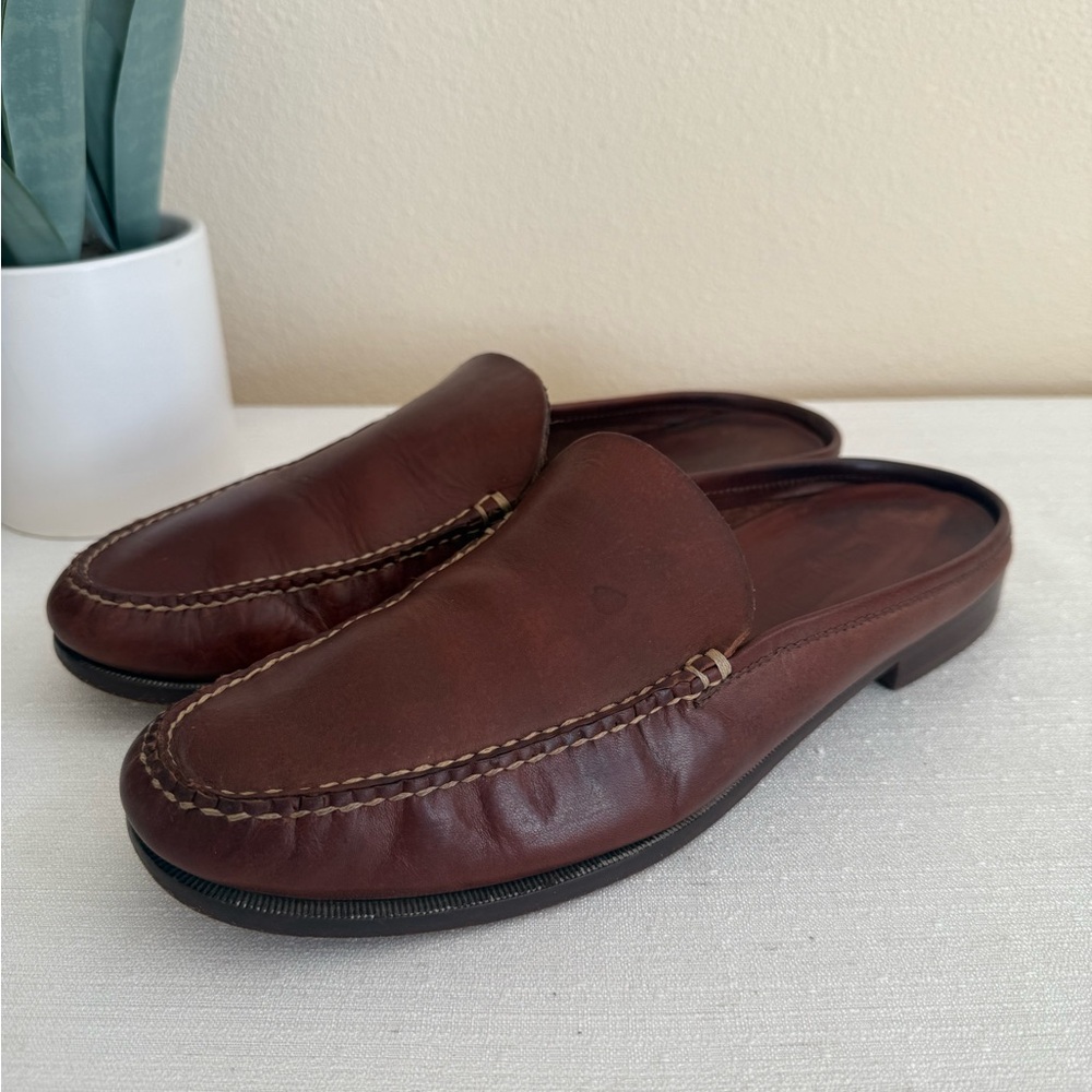 Cole Haan Rich Brown Leather Slip-On Loafer Mules - Picture 3 of 11
